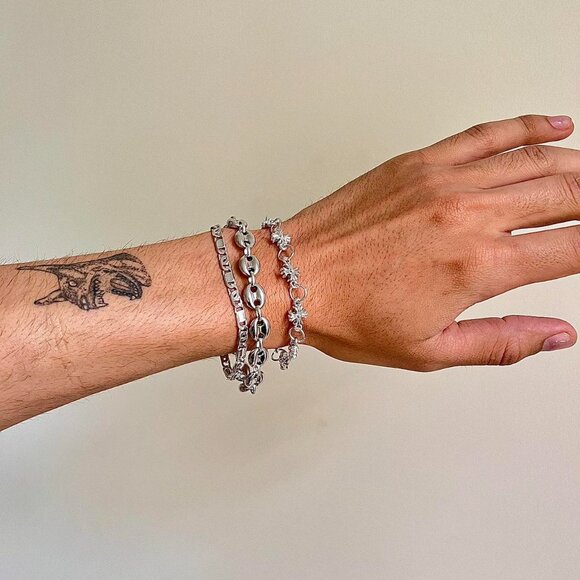 y2k grunge silver cross pendant bracelet - Picture 6 of 8